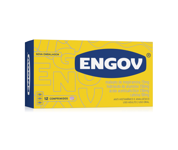 Embalagem de Engov Comprimido Caixa com 12 comprimidos