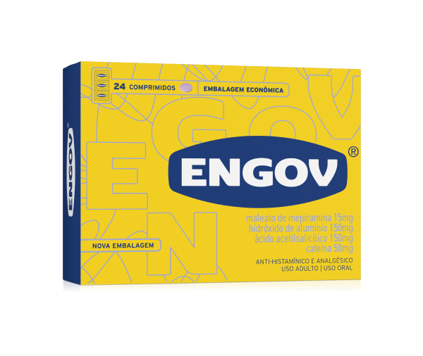 Embalagem de Engov Comprimido Caixa com 24 comprimidos