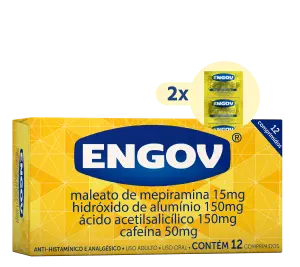 Imagem da embalagem de Engov com 12 comprimidos.