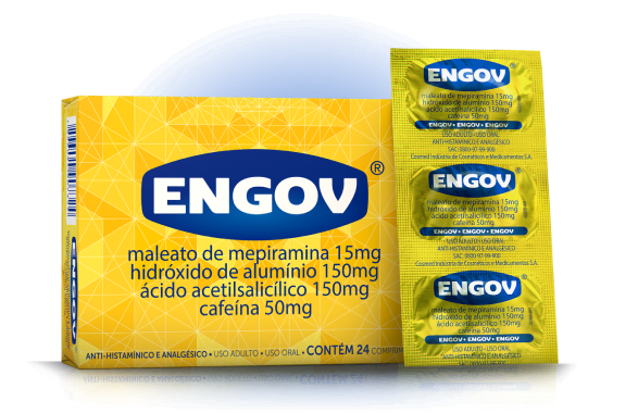 Imagem da embalagem de Engov em comprimido.