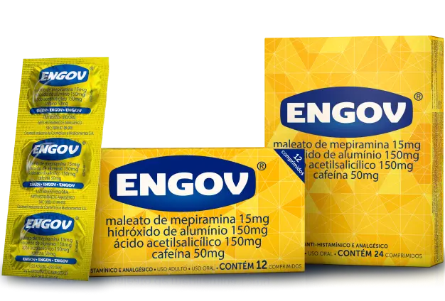 Imagem da embalagem de Engov em comprimido.